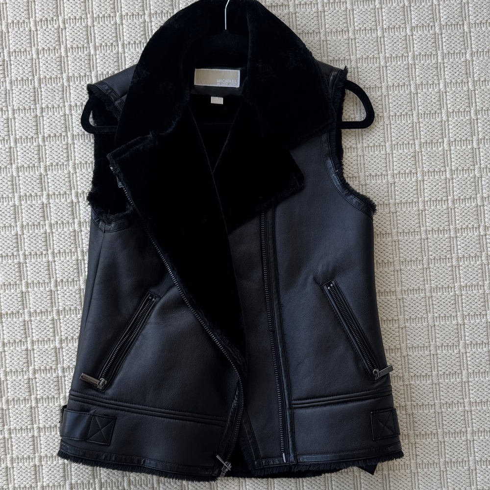 MICHAEL Michael Kors Black Leather Vest